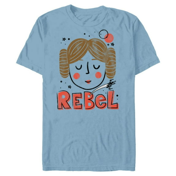 Star Wars Princess Leia Rebel Doodle Drawing - Short Sleeve Blended T-Shirt for Adults - Customized-Ocean Blue