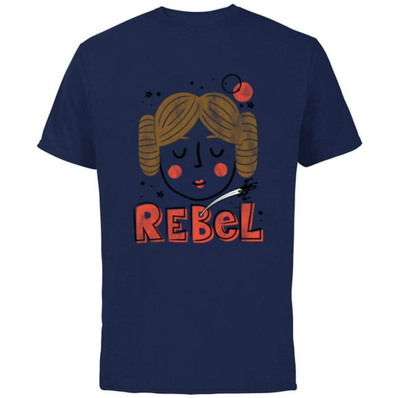 Star Wars Princess Leia Rebel Doodle Drawing - Short Sleeve Cotton T-Shirt for Adults - Customized-Navy