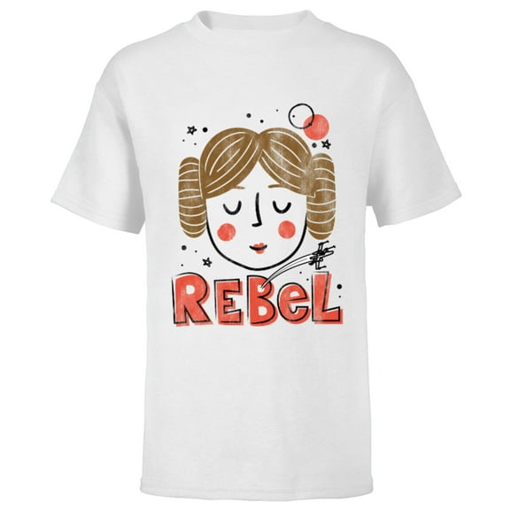 Star Wars Princess Leia Rebel Doodle Drawing - Short Sleeve T-Shirt for Kids - Customized-White