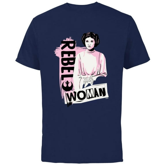 Star Wars Princess Leia Rebel Woman - Short Sleeve Cotton T-Shirt for Adults - Customized-Navy
