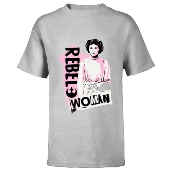 Star Wars Princess Leia Rebel Woman - Short Sleeve T-Shirt for Kids - Customized-Athletic Heather