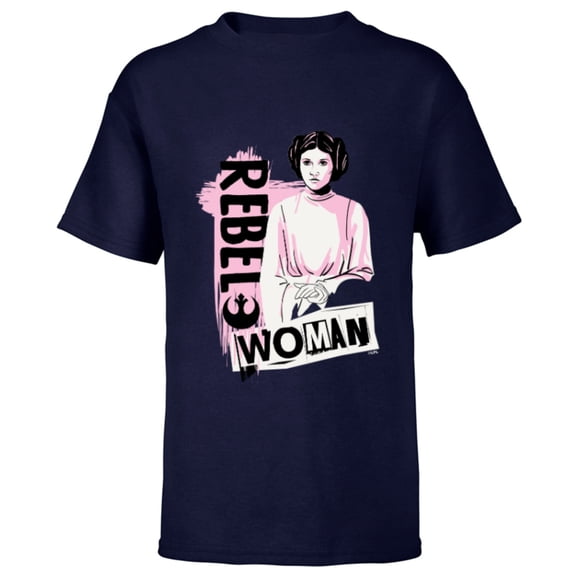 Star Wars Princess Leia Rebel Woman - Short Sleeve T-Shirt for Kids - Customized-Navy