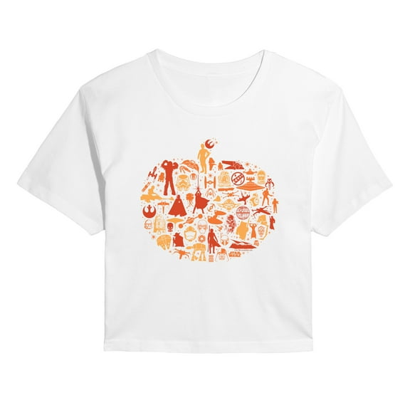Star Wars - Halloween Pumpkin Silhouette - Juniors Cropped Graphic T-Shirt