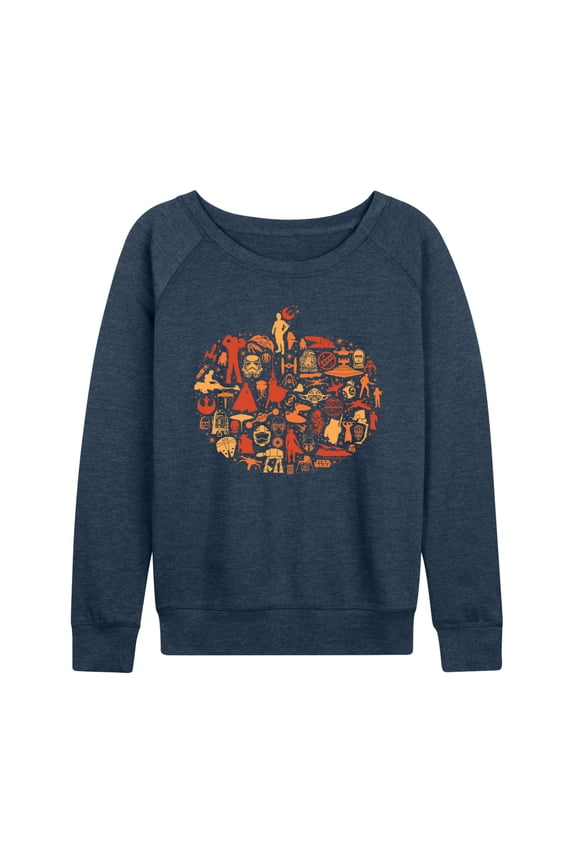 - Halloween Pumpkin Silhouette - Women's French Terry Long Sleeve Shirt