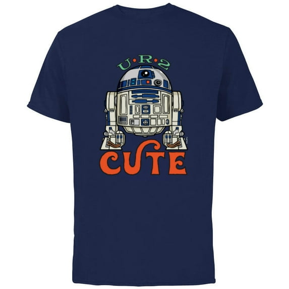 Star Wars R2-D2 Artoo-Deetoo Droid U-R-2 CUTE - Short Sleeve Cotton T-Shirt for Adults - Customized-Navy