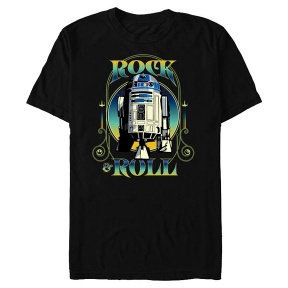 Star Wars R2-D2 Astromech Droid Rock & Roll- Short Sleeve Blended T-Shirt for Adults - Customized-Black