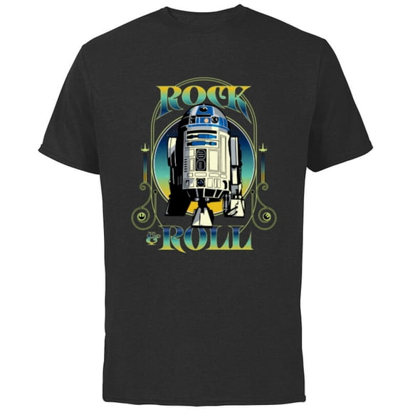 Star Wars R2-D2 Astromech Droid Rock & Roll- Short Sleeve Cotton T-Shirt for Adults - Customized-Black