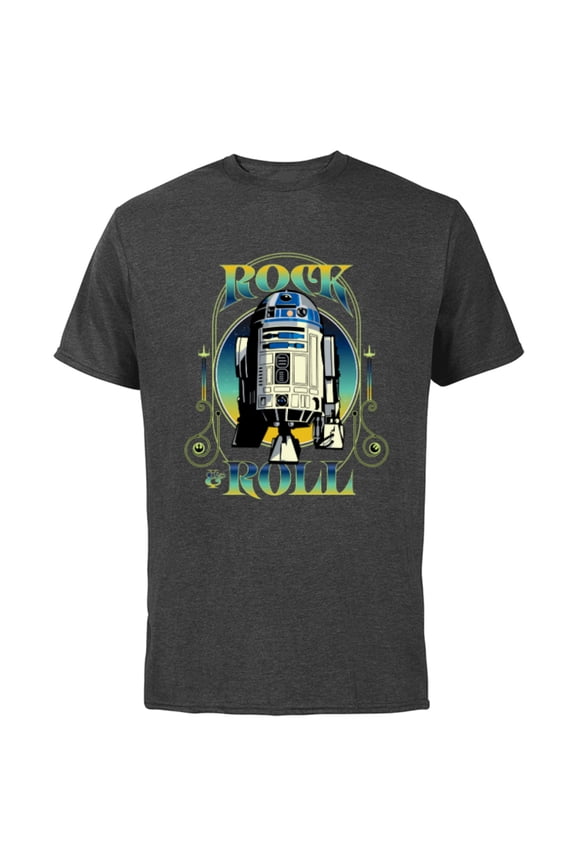 R2-D2 Astromech Droid Rock & Roll- Short Sleeve Cotton T-Shirt for Adults - Customized-Charcoal