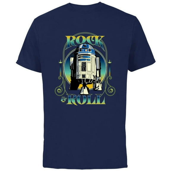 Star Wars R2-D2 Astromech Droid Rock & Roll- Short Sleeve Cotton T-Shirt for Adults - Customized-Navy