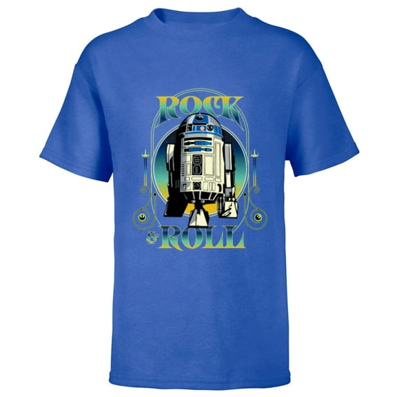 Star Wars R2-D2 Astromech Droid Rock & Roll- Short Sleeve T-Shirt for Kids - Customized-Royal