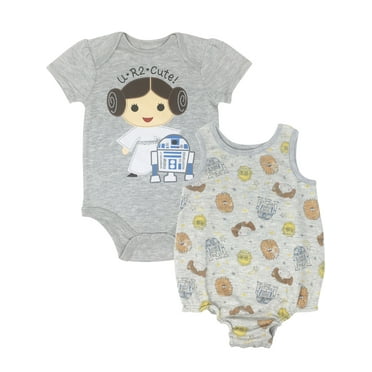 Star Wars R2-D2 Chewbacca Princess Leia Newborn Baby Girls Bodysuit and Romper Newborn to Infant