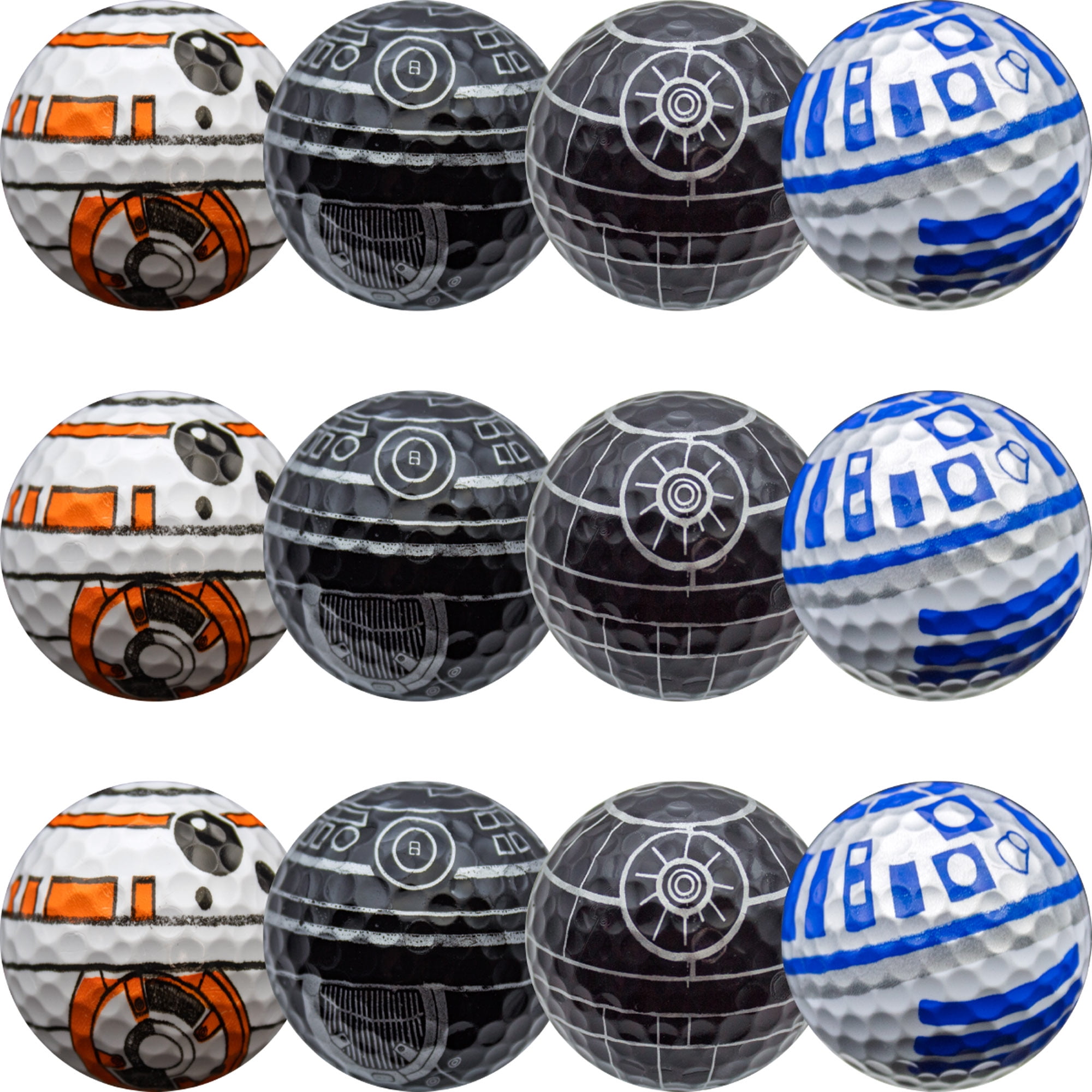 Star Wars R2-D2, Death Star, BB8, BB9E Combo Golf Balls - 12-Pack by GBM GOLF