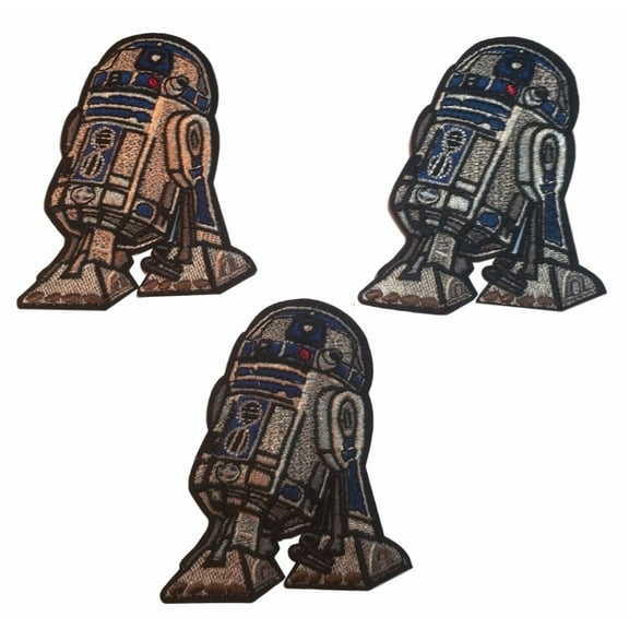 Star Wars R2-D2 Droid 3 1/2" Tall Embroidered Iron On Patch Set of 3 Patches