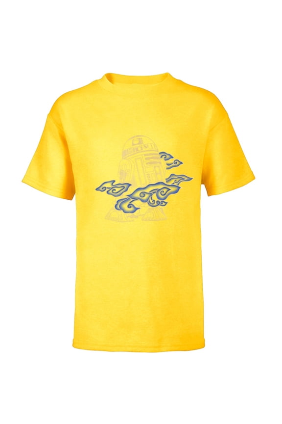 R2-D2 Droid In the Clouds - Short Sleeve T-Shirt for Kids - Customized-Yellow