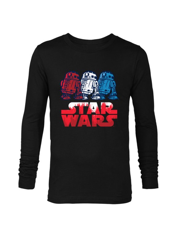 R2-D2 Droid + Logo in Red White & Blue USA America - Long Sleeve T-Shirt for Men - Customized-Black