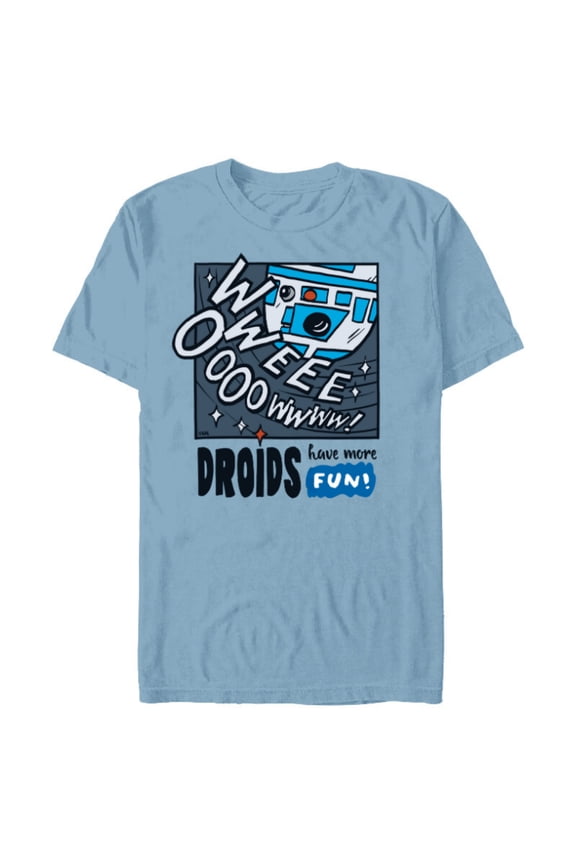 R2-D2 Droids Have More Fun - Short Sleeve Blended T-Shirt for Adults - Customized-Ocean Blue