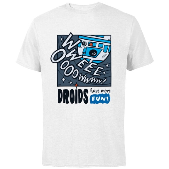 Star Wars R2-D2 Droids Have More Fun - Short Sleeve Cotton T-Shirt for Adults - Customized-White