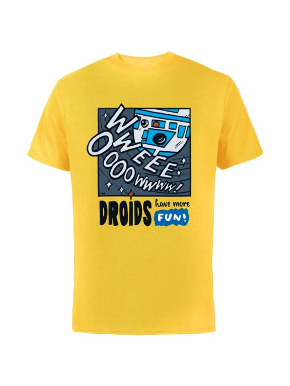 R2-D2 Droids Have More Fun - Short Sleeve Cotton T-Shirt for Adults - Customized-Yellow