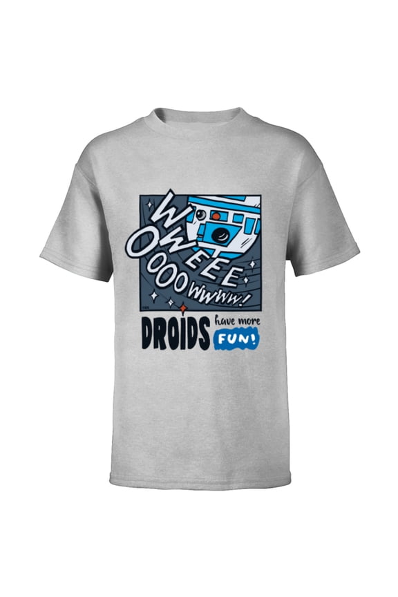 R2-D2 Droids Have More Fun - Short Sleeve T-Shirt for Kids - Customized-Athletic Heather