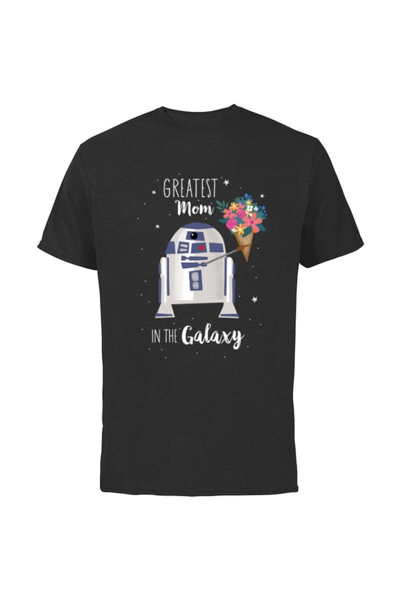 R2-D2 Greatest Mom in the Galaxy Mother's Day - Short Sleeve Cotton T-Shirt for Adults - Customized-Black