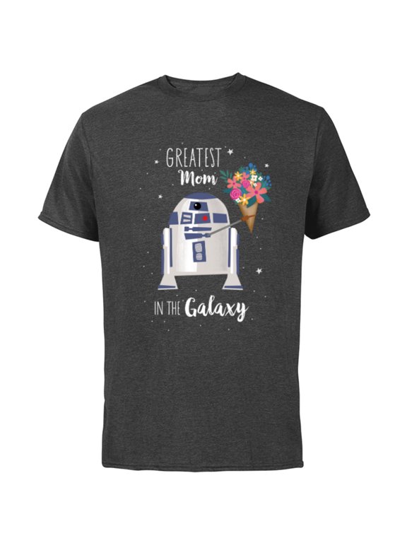 R2-D2 Greatest Mom in the Galaxy Mother's Day - Short Sleeve Cotton T-Shirt for Adults - Customized-Charcoal