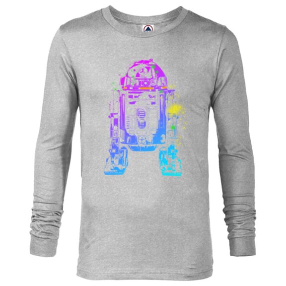 Star Wars R2-D2 Neon Gradient - Long Sleeve T-Shirt for Men - Customized-Athletic Heather