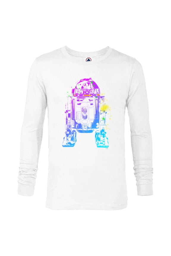 R2-D2 Neon Gradient - Long Sleeve T-Shirt for Men - Customized-White