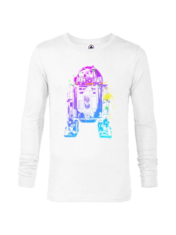 R2-D2 Neon Gradient - Long Sleeve T-Shirt for Men - Customized-White