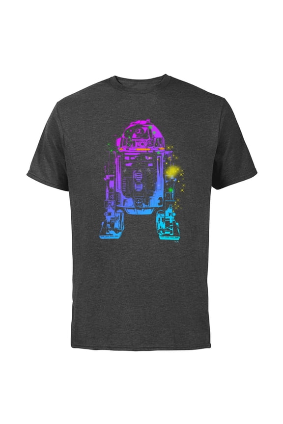 R2-D2 Neon Gradient - Short Sleeve Cotton T-Shirt for Adults - Customized-Charcoal