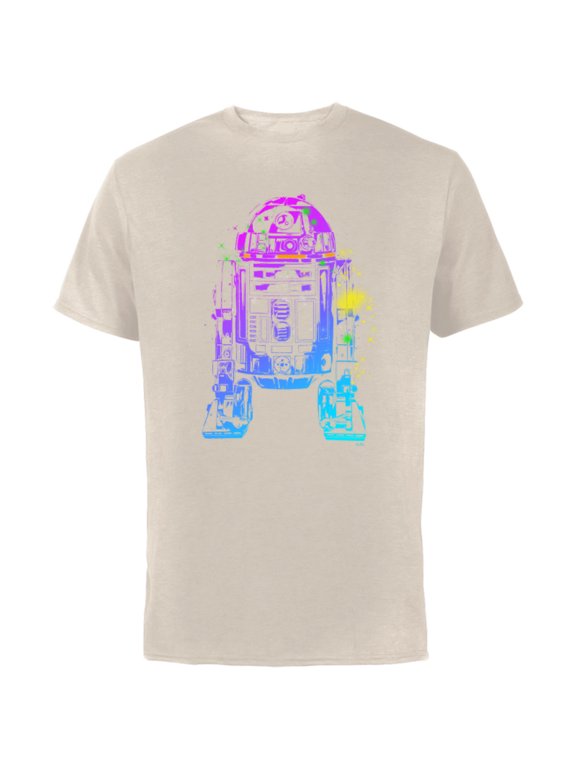 R2-D2 Neon Gradient - Short Sleeve Cotton T-Shirt for Adults - Customized-Natural