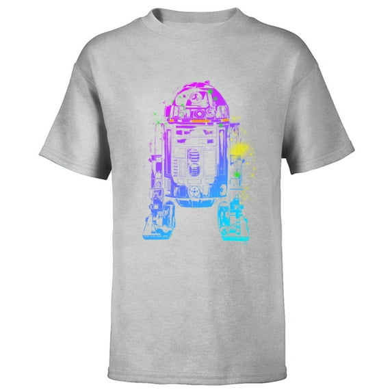 Star Wars R2-D2 Neon Gradient - Short Sleeve T-Shirt for Kids - Customized-Athletic Heather