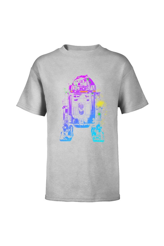 R2-D2 Neon Gradient - Short Sleeve T-Shirt for Kids - Customized-Athletic Heather
