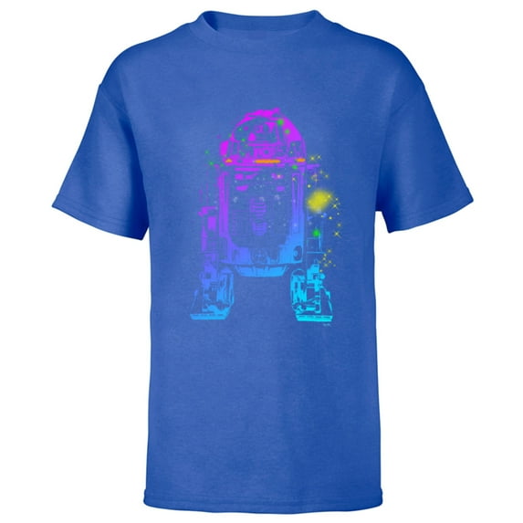 Star Wars R2-D2 Neon Gradient - Short Sleeve T-Shirt for Kids - Customized-Royal