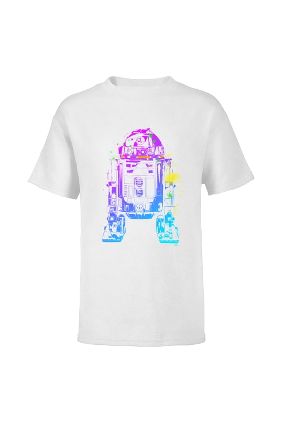 R2-D2 Neon Gradient - Short Sleeve T-Shirt for Kids - Customized-White