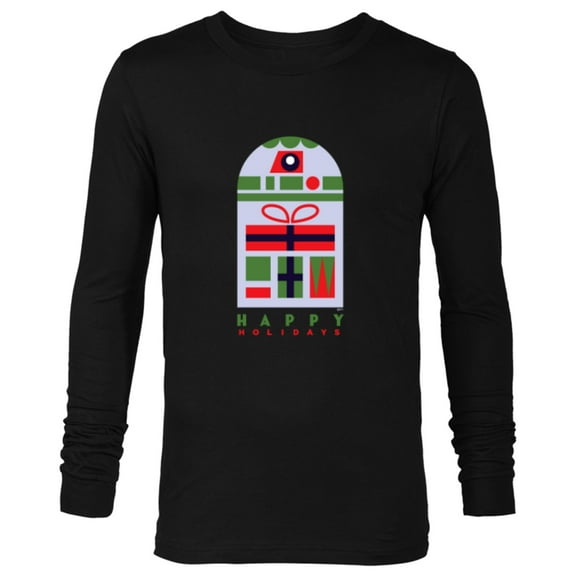 Star Wars R2-D2 Nordic Print Happy Holidays Christmas - Long Sleeve T-Shirt for Men - Customized-Black