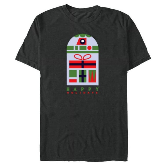 Star Wars R2-D2 Nordic Print Happy Holidays Christmas - Short Sleeve Blended T-Shirt for Adults - Customized-Dark Heather
