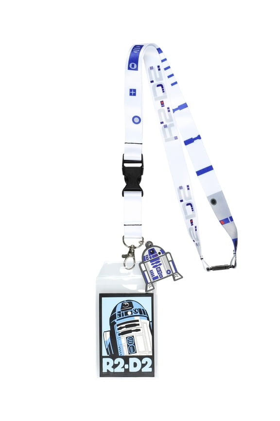Star Wars R2-D2 Robot Droid Lanyard ID Badge Holder With 2.5" Rubber Charm