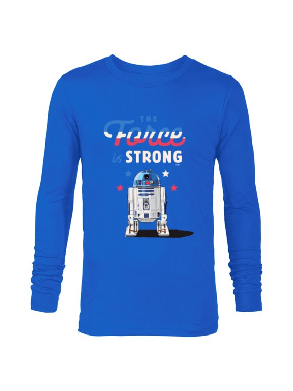 R2-D2 The Force is Strong Americana - Long Sleeve T-Shirt for Men - Customized-Navy