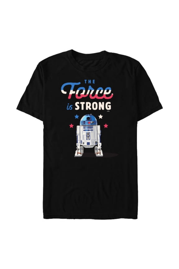 R2-D2 The Force is Strong Americana - Short Sleeve Blended T-Shirt for Adults - Customized-Black
