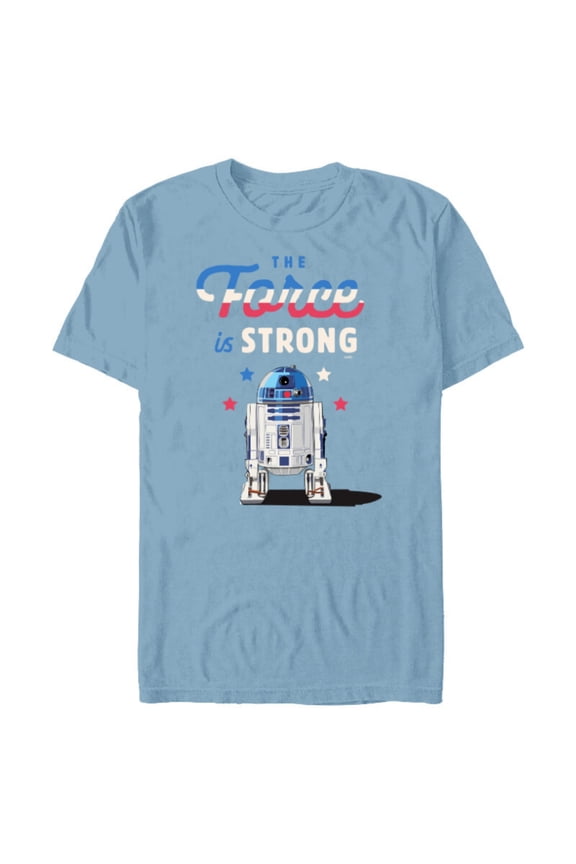 R2-D2 The Force is Strong Americana - Short Sleeve Blended T-Shirt for Adults - Customized-Ocean Blue