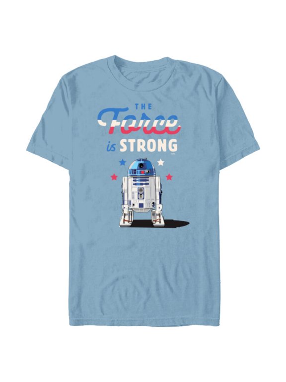 R2-D2 The Force is Strong Americana - Short Sleeve Blended T-Shirt for Adults - Customized-Ocean Blue