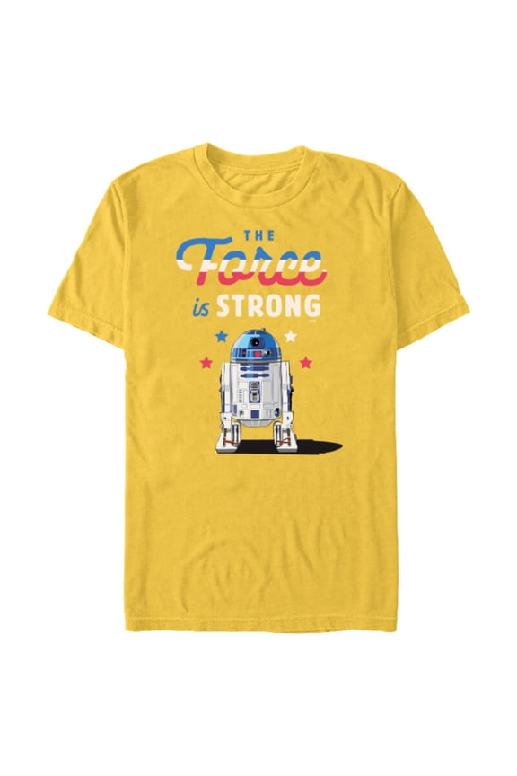 R2-D2 The Force is Strong Americana - Short Sleeve Blended T-Shirt for Adults - Customized-Yellow
