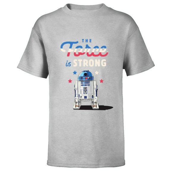 Star Wars R2-D2 The Force is Strong Americana - Short Sleeve T-Shirt for Kids - Customized-Athletic Heather
