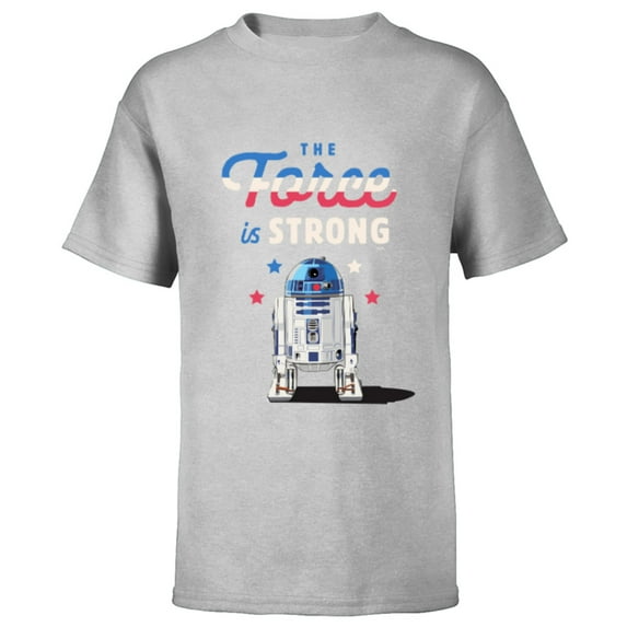 Star Wars R2-D2 The Force is Strong Americana - Short Sleeve T-Shirt for Kids - Customized-Athletic Heather