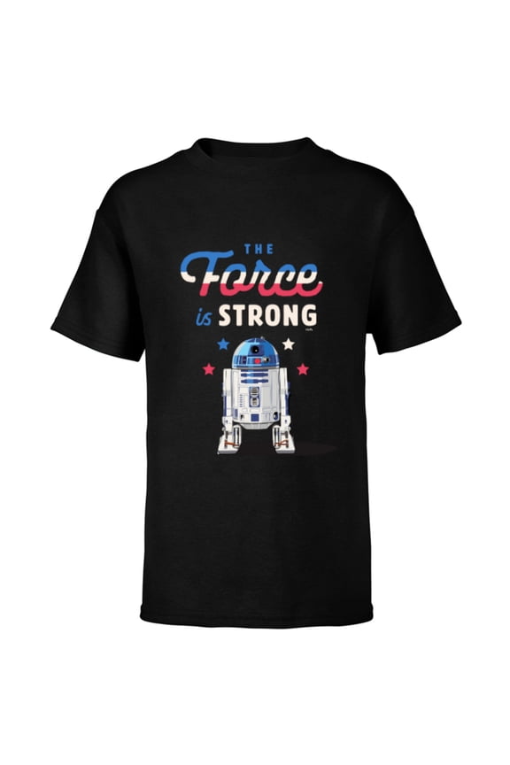 R2-D2 The Force is Strong Americana - Short Sleeve T-Shirt for Kids - Customized-Black
