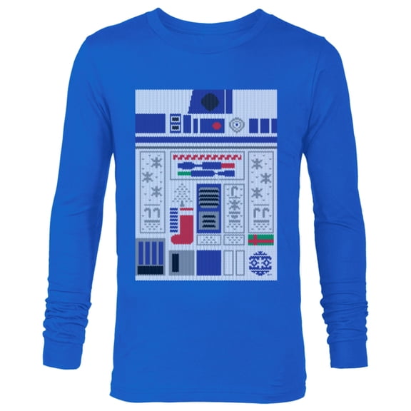 Star Wars R2-D2 Ugly Christmas Sweater - Long Sleeve T-Shirt for Men - Customized-Navy
