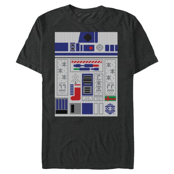 Star Wars R2-D2 Ugly Christmas Sweater - Short Sleeve Blended T-Shirt for Adults - Customized-Dark Heather