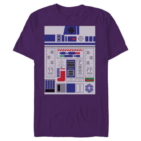 Star Wars R2-D2 Ugly Christmas Sweater - Short Sleeve Blended T-Shirt for Adults - Customized-Purple