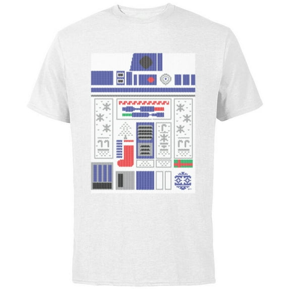 Star Wars R2-D2 Ugly Christmas Sweater - Short Sleeve Cotton T-Shirt for Adults - Customized-White