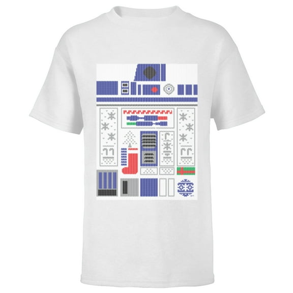 Star Wars R2-D2 Ugly Christmas Sweater - Short Sleeve T-Shirt for Kids - Customized-White